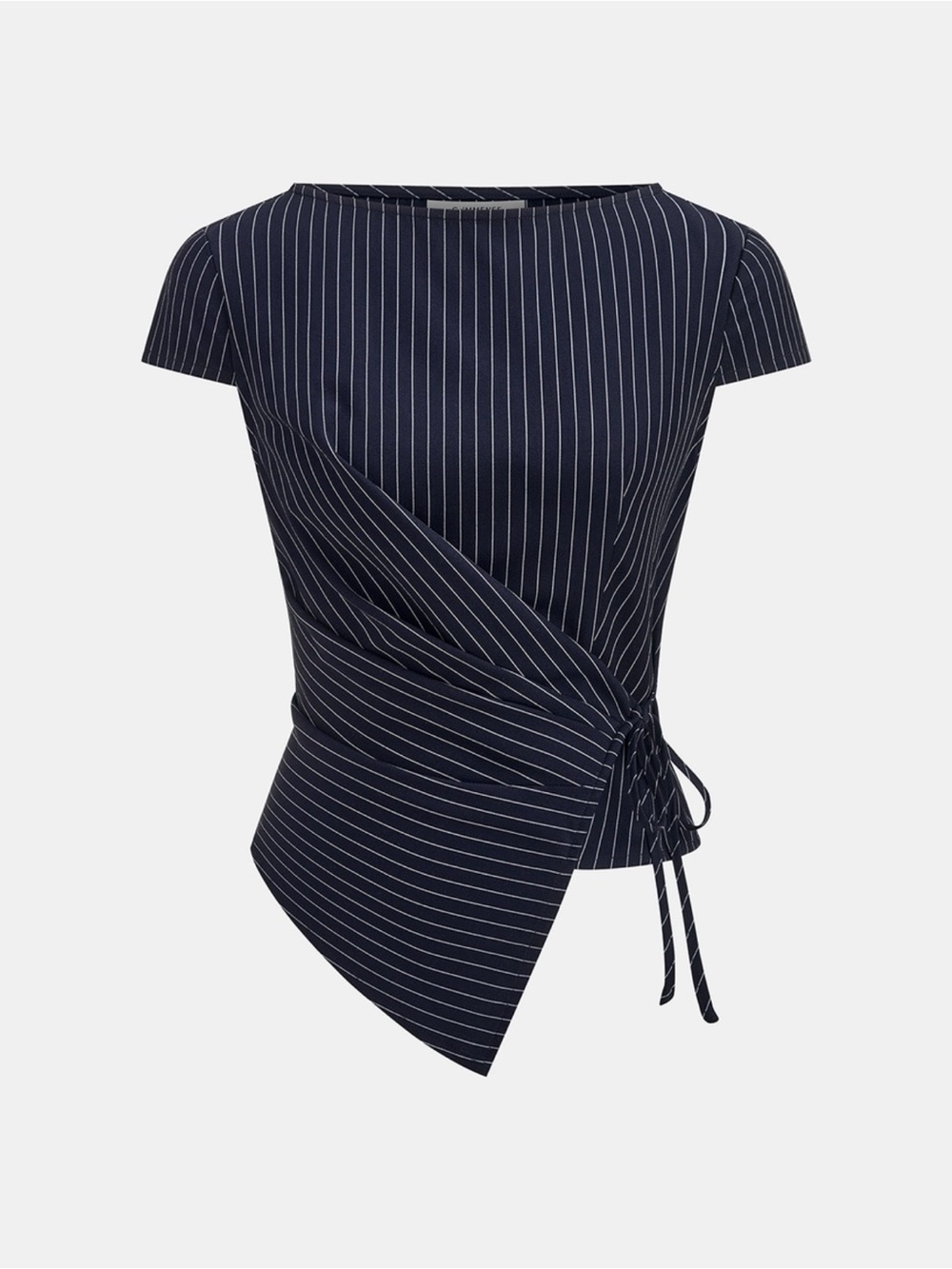Commense Brown Pinstripe Wrap Top & Wide-Leg Pants Set - Picture 2 of 5
